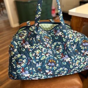 Vera Bradley Blue Floral Quilted Travel Bag